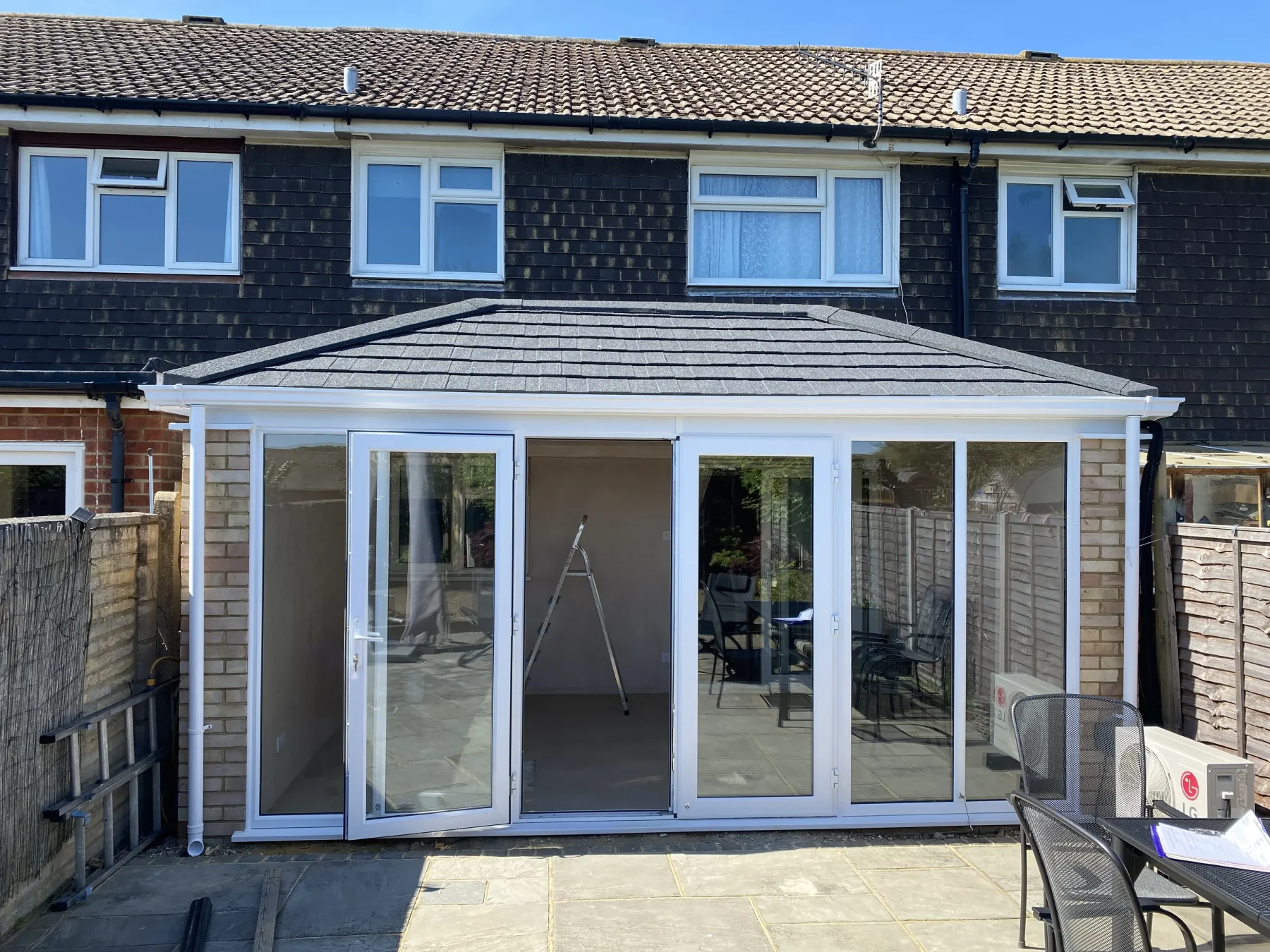 double edwardian solid roof with french doors