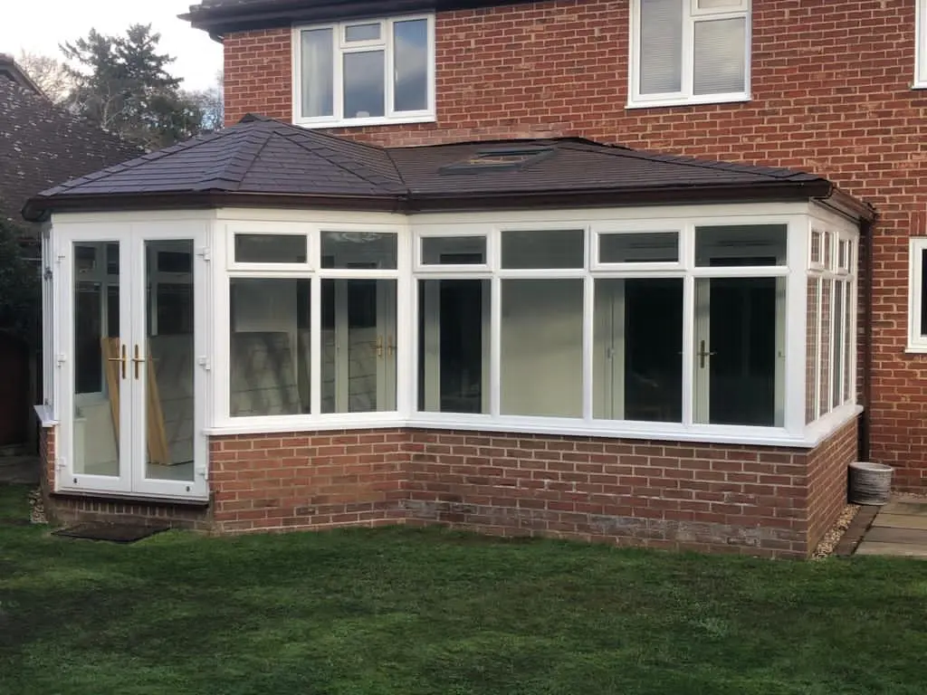 combination solid roof viewed from garden